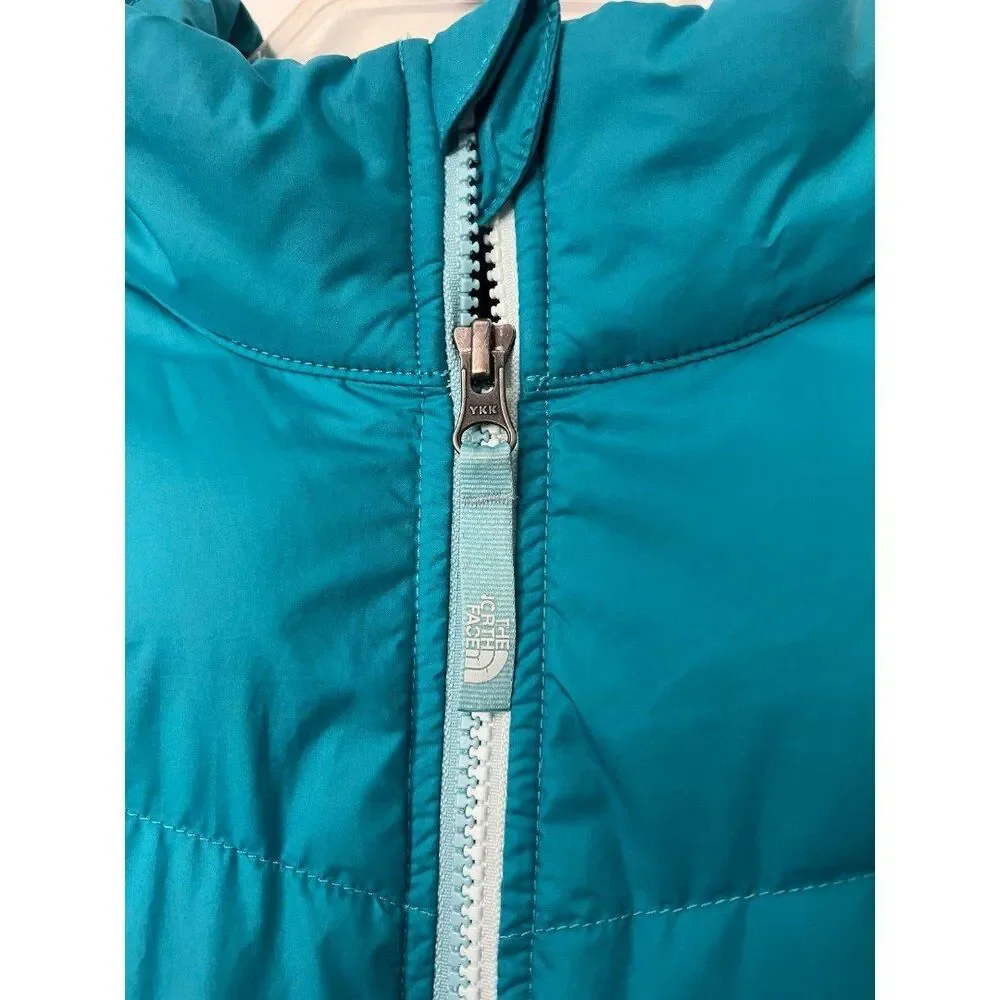 The North Face Down Quilted 550 Girls Youth Blue Puffer Coat Jacket X Large